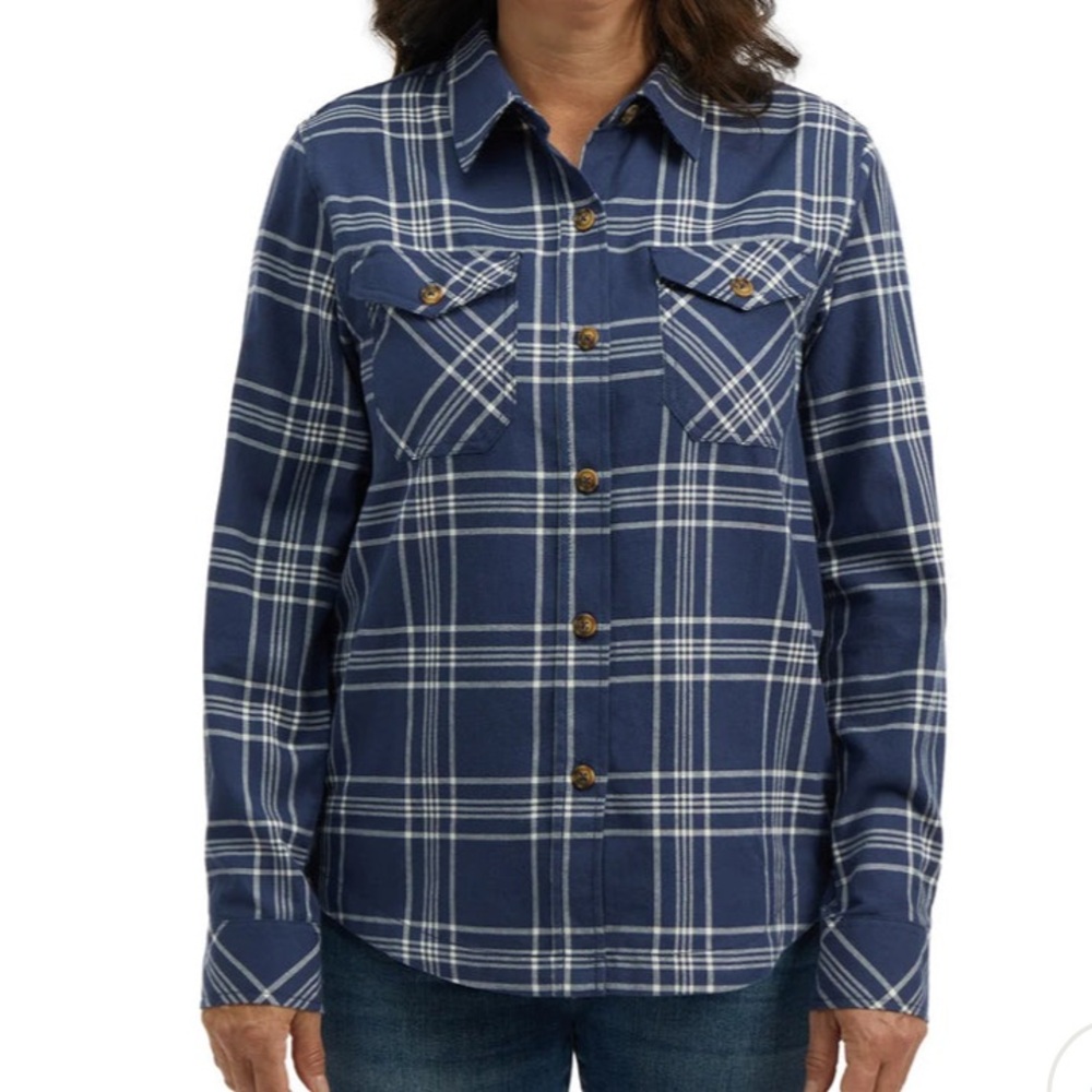 Frank And Oak women’s Organic Cotton Flannel Shirt Medium Blue Button Front